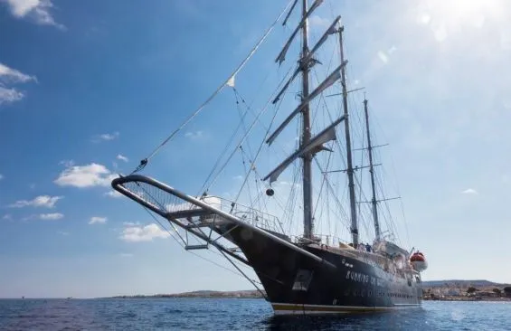Tall Ship Running On Waves Bow