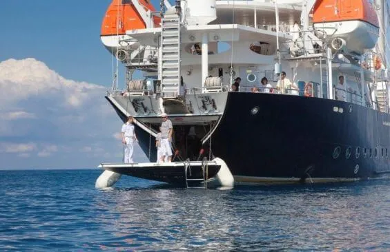 Tall Ship Running On Waves Bathing Platform