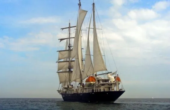 Tall Ship Running On Waves Stern